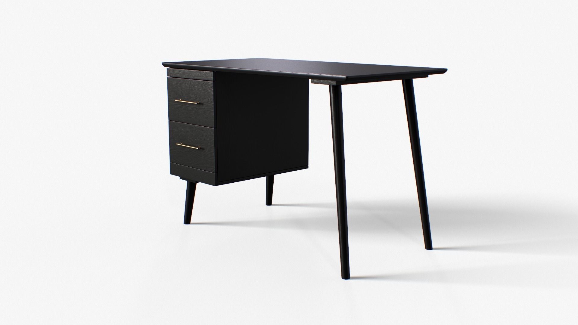 LEON Desk walnut and black Low-poly 3D model_5