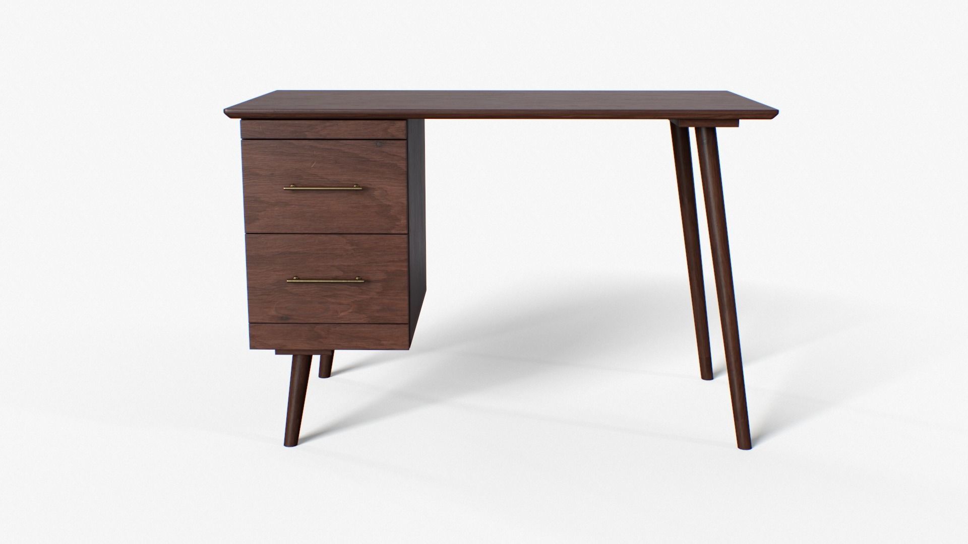LEON Desk walnut and black Low-poly 3D model_3