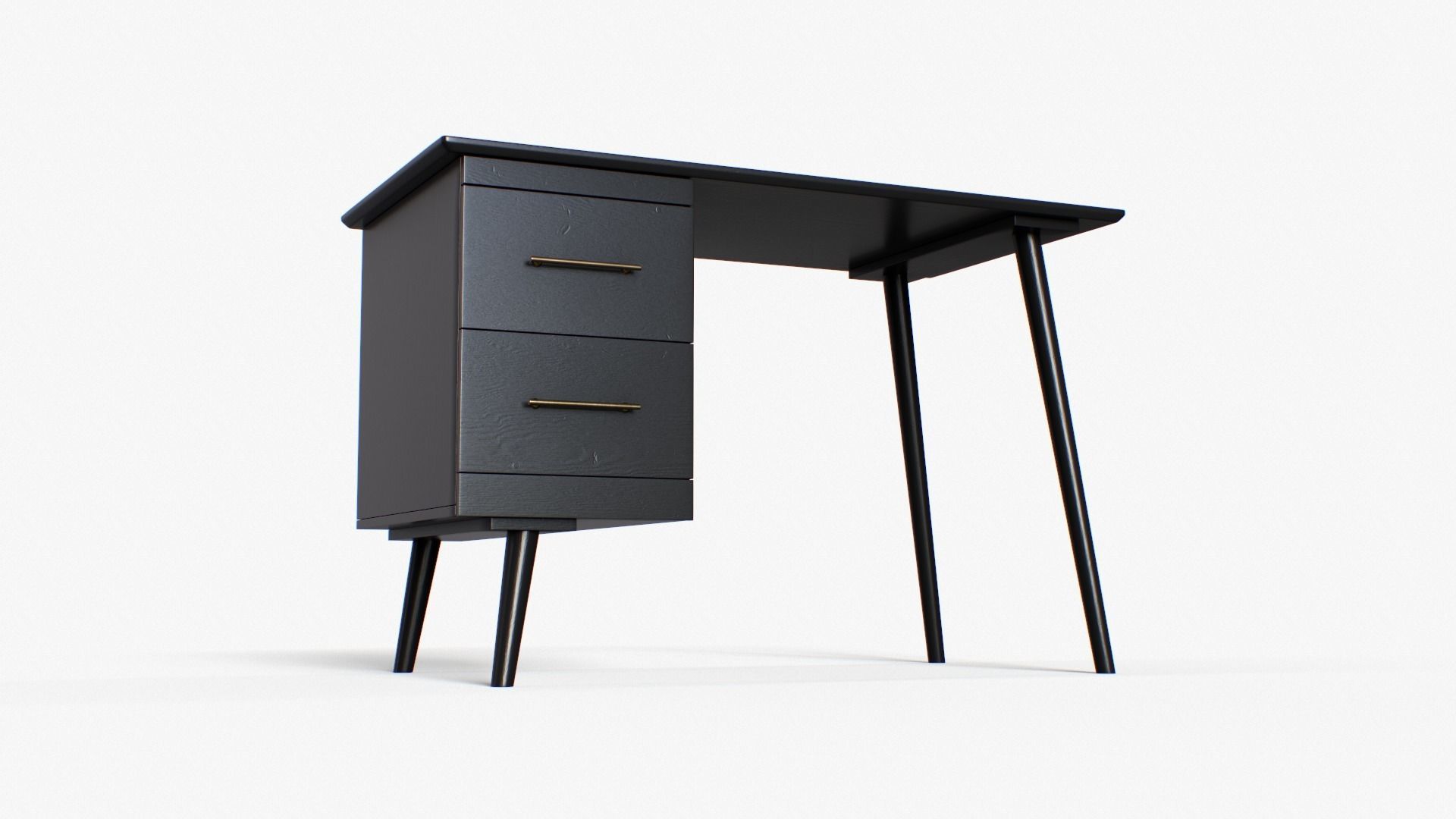 LEON Desk walnut and black Low-poly 3D model_8