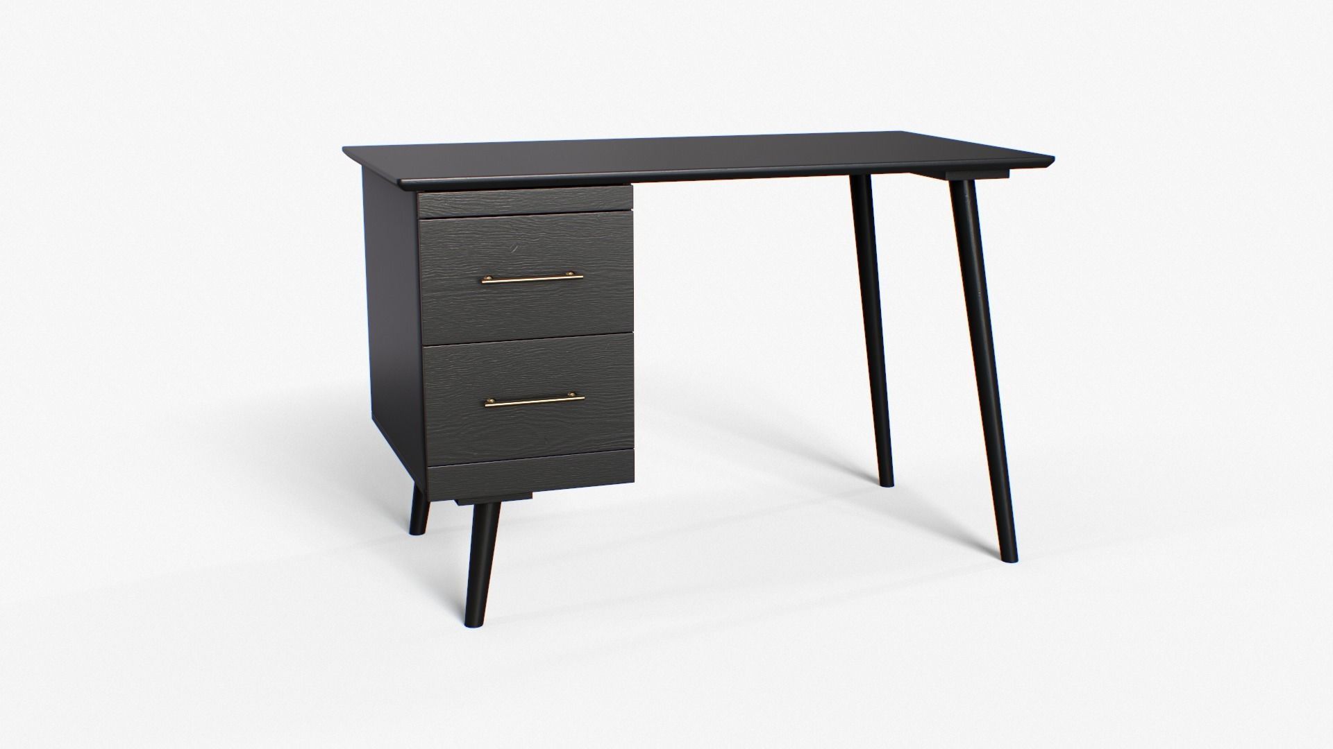 LEON Desk walnut and black Low-poly 3D model_1