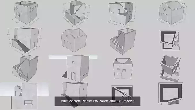 21 Mini Concrete Planter Box collection