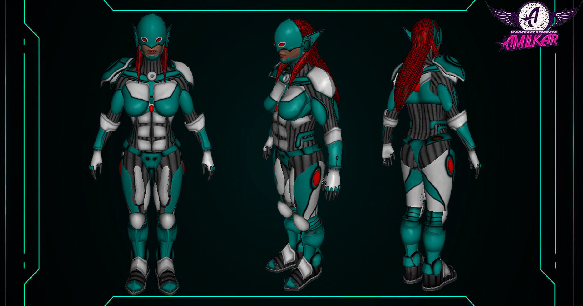 Female Space Elf Archer---Ready for Games Low-poly 3D model_5