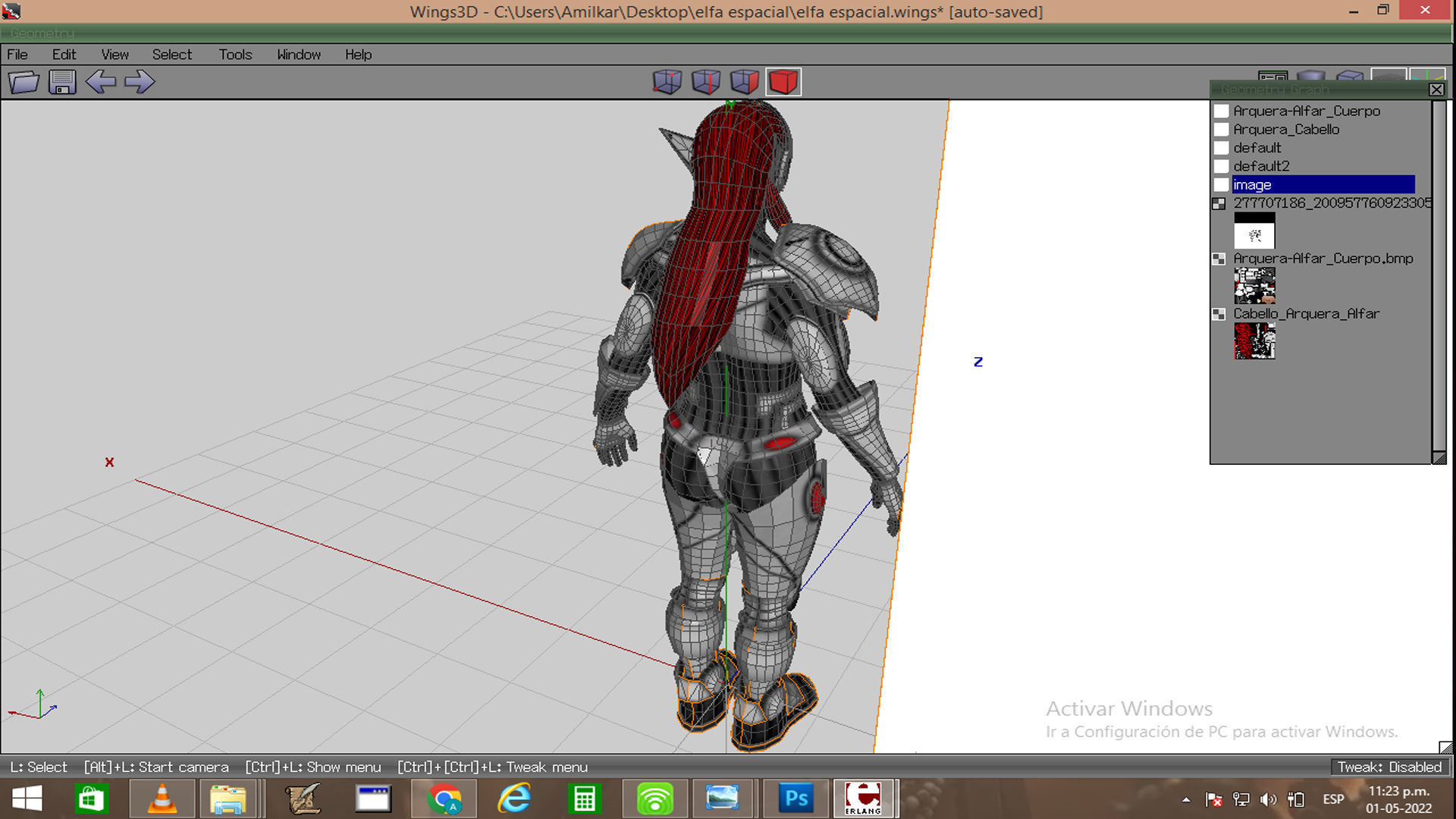 Female Space Elf Archer---Ready for Games Low-poly 3D model_22