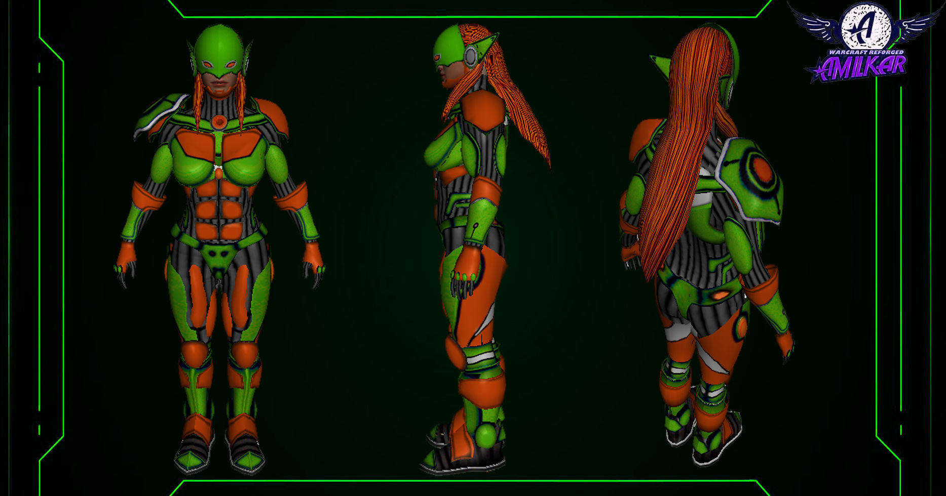 Female Space Elf Archer---Ready for Games Low-poly 3D model_13