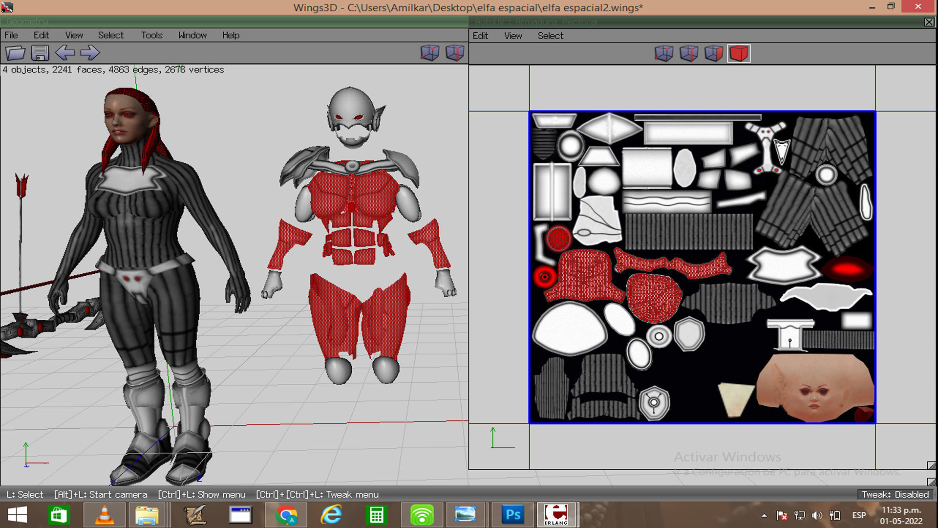 Female Space Elf Archer---Ready for Games Low-poly 3D model_26