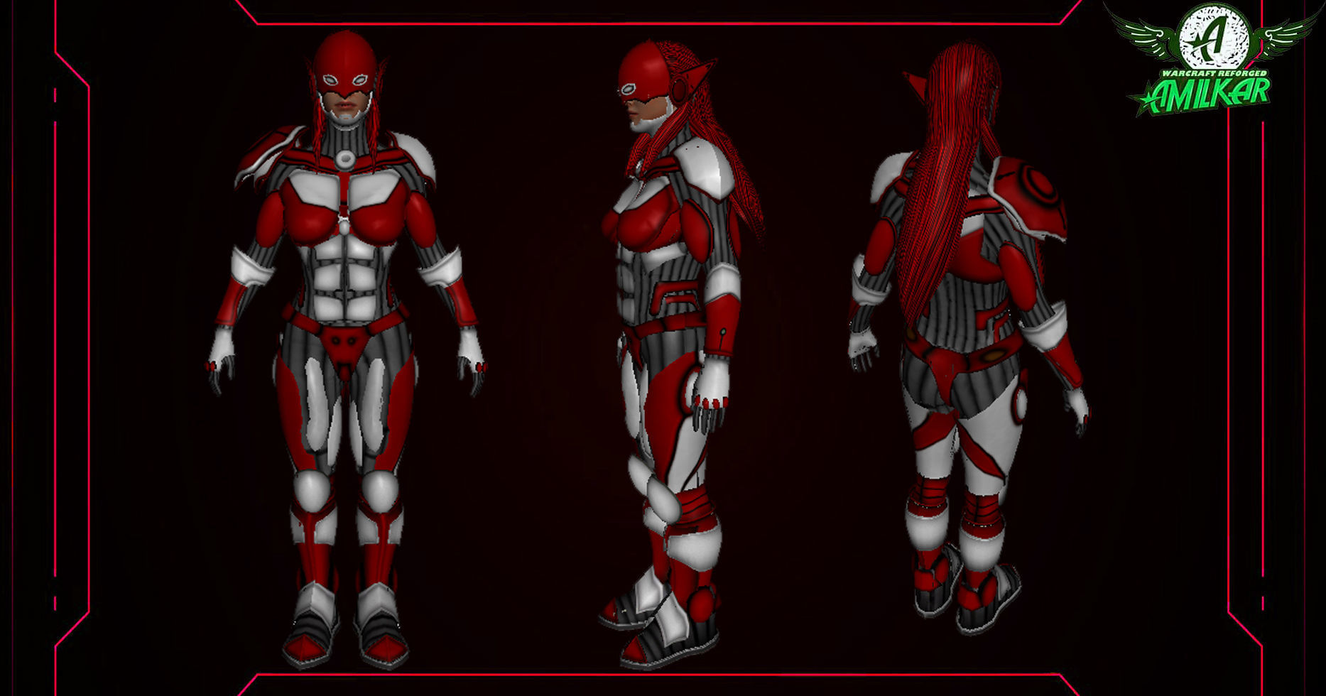 Female Space Elf Archer---Ready for Games Low-poly 3D model_11