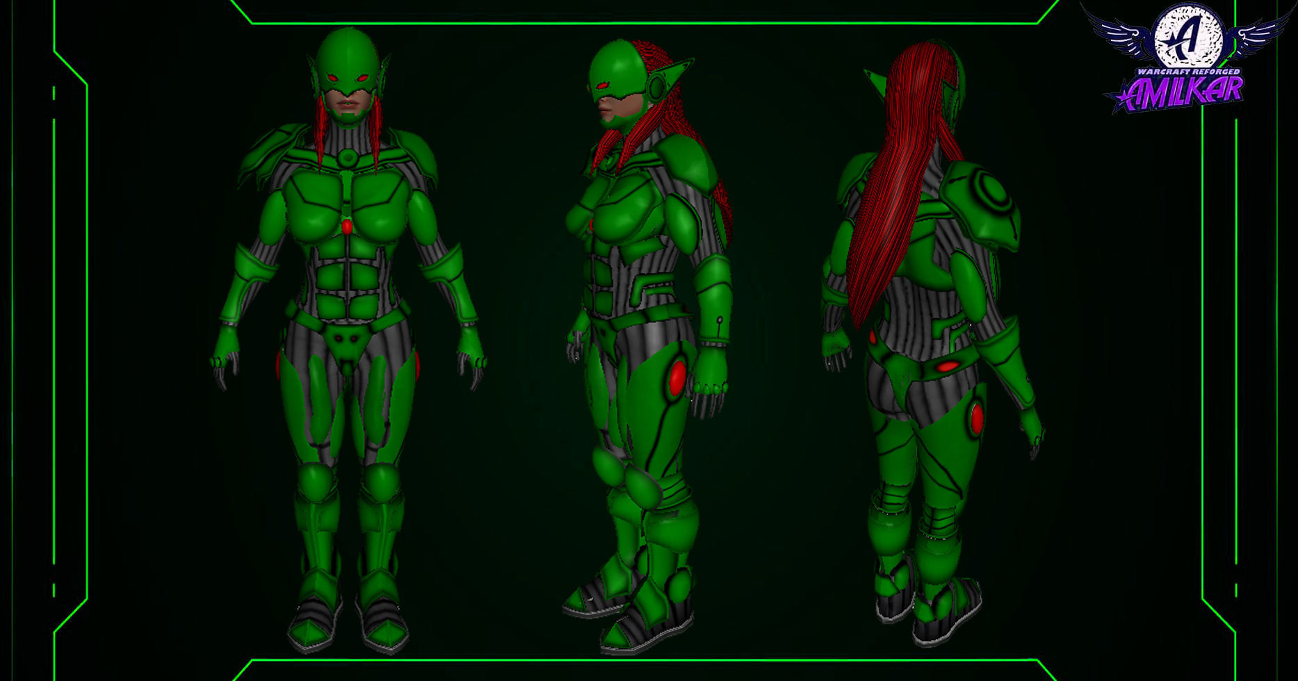 Female Space Elf Archer---Ready for Games Low-poly 3D model_10