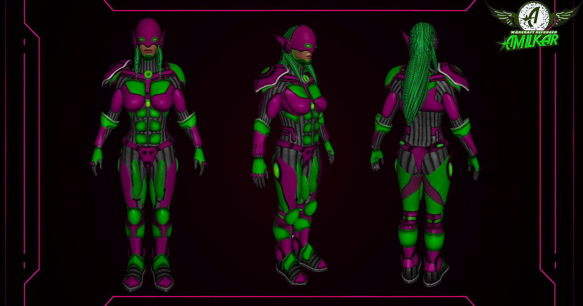 Female Space Elf Archer---Ready for Games Low-poly 3D model_8