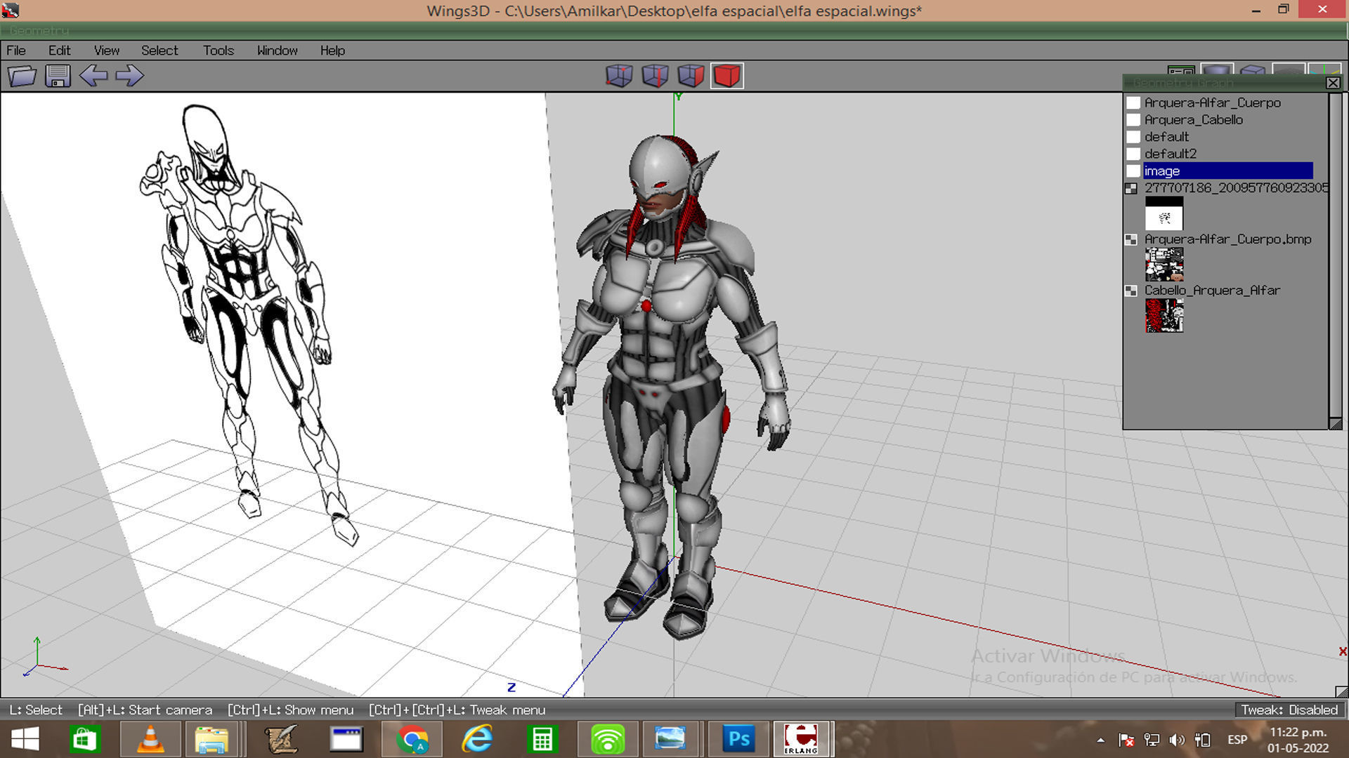 Female Space Elf Archer---Ready for Games Low-poly 3D model_21