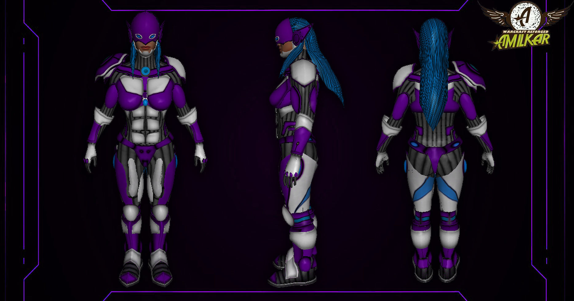 Female Space Elf Archer---Ready for Games Low-poly 3D model_14