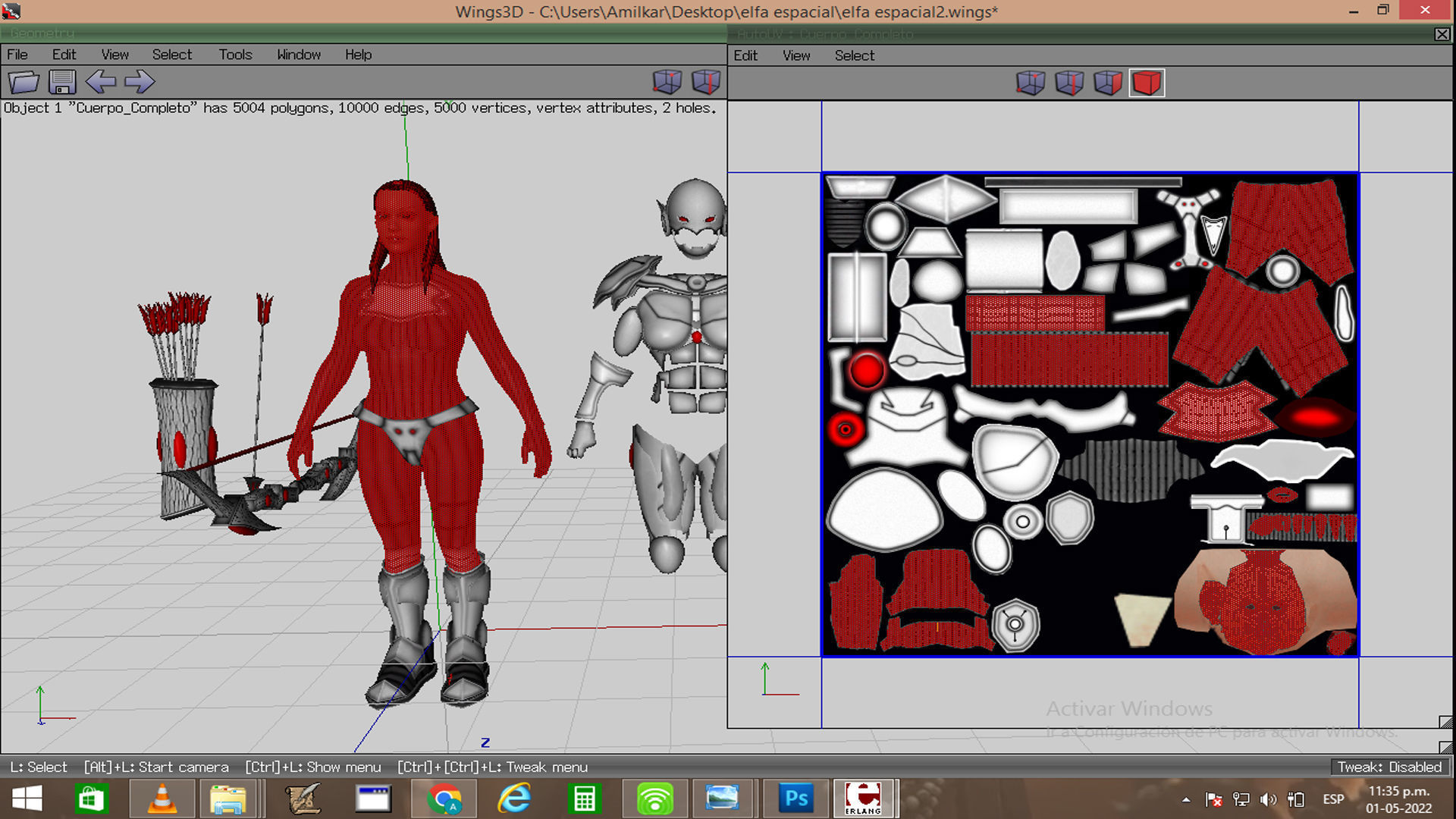 Female Space Elf Archer---Ready for Games Low-poly 3D model_27