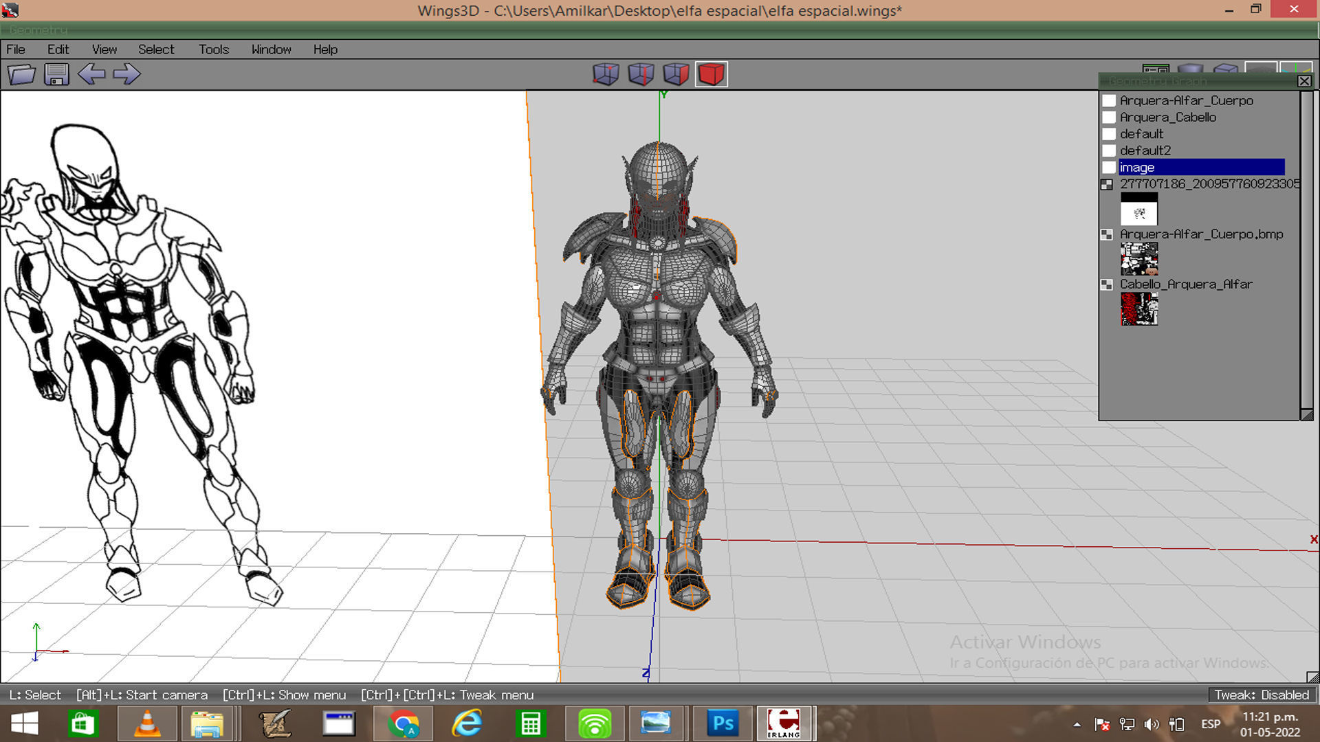 Female Space Elf Archer---Ready for Games Low-poly 3D model_20