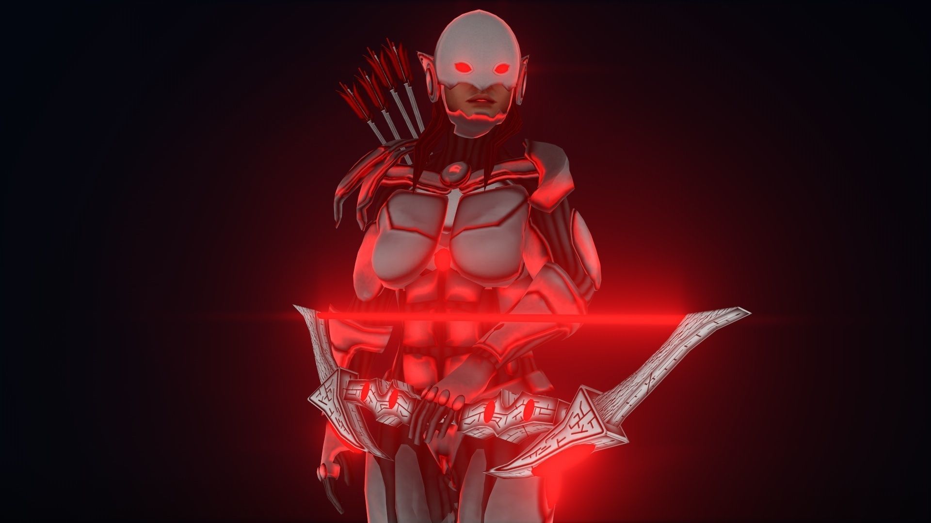 Female Space Elf Archer---Ready for Games Low-poly 3D model_2