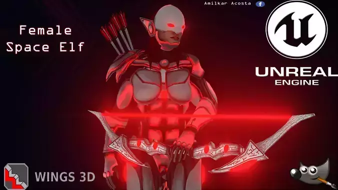 Female Space Elf Archer---Ready for Games