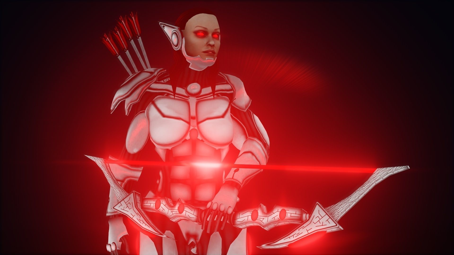 Female Space Elf Archer---Ready for Games Low-poly 3D model_1