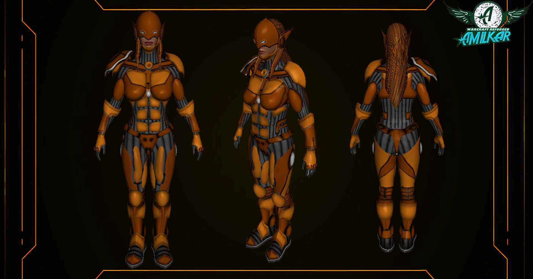 Female Space Elf Archer---Ready for Games Low-poly 3D model_6