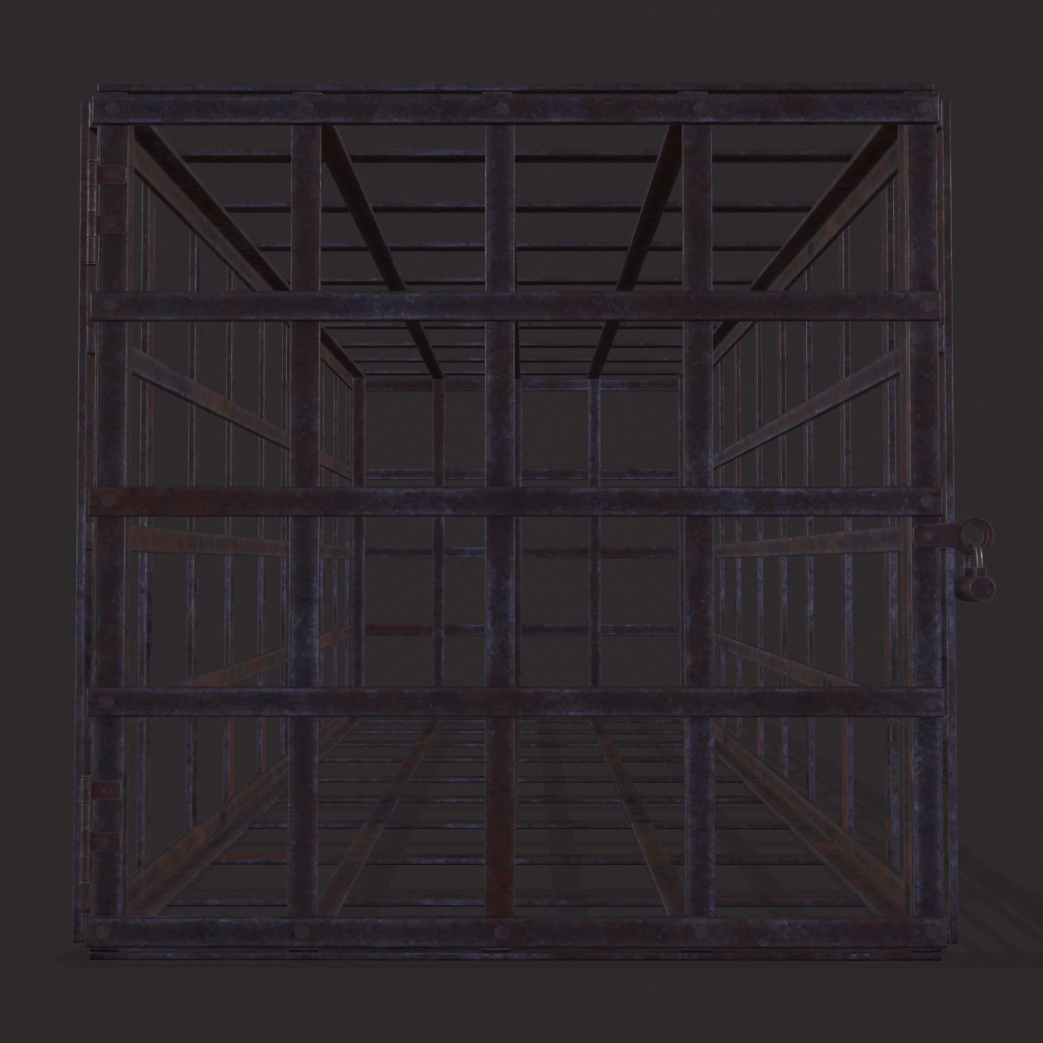 Metal Cage Low-poly 3D model_5