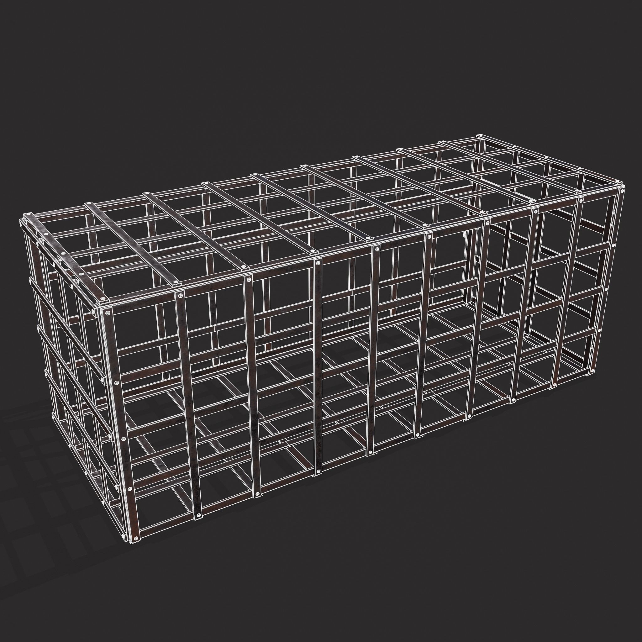 Metal Cage Low-poly 3D model_14
