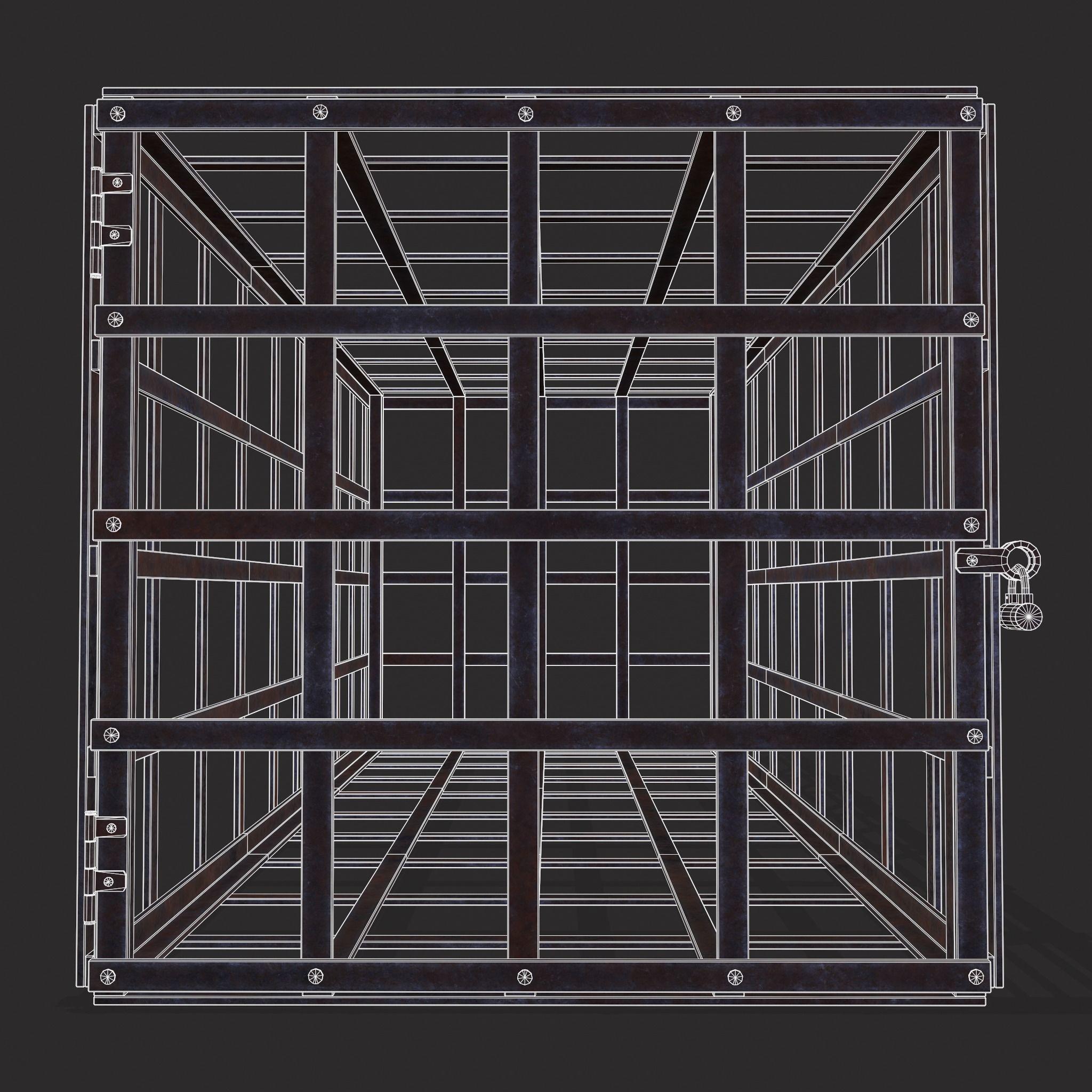 Metal Cage Low-poly 3D model_6