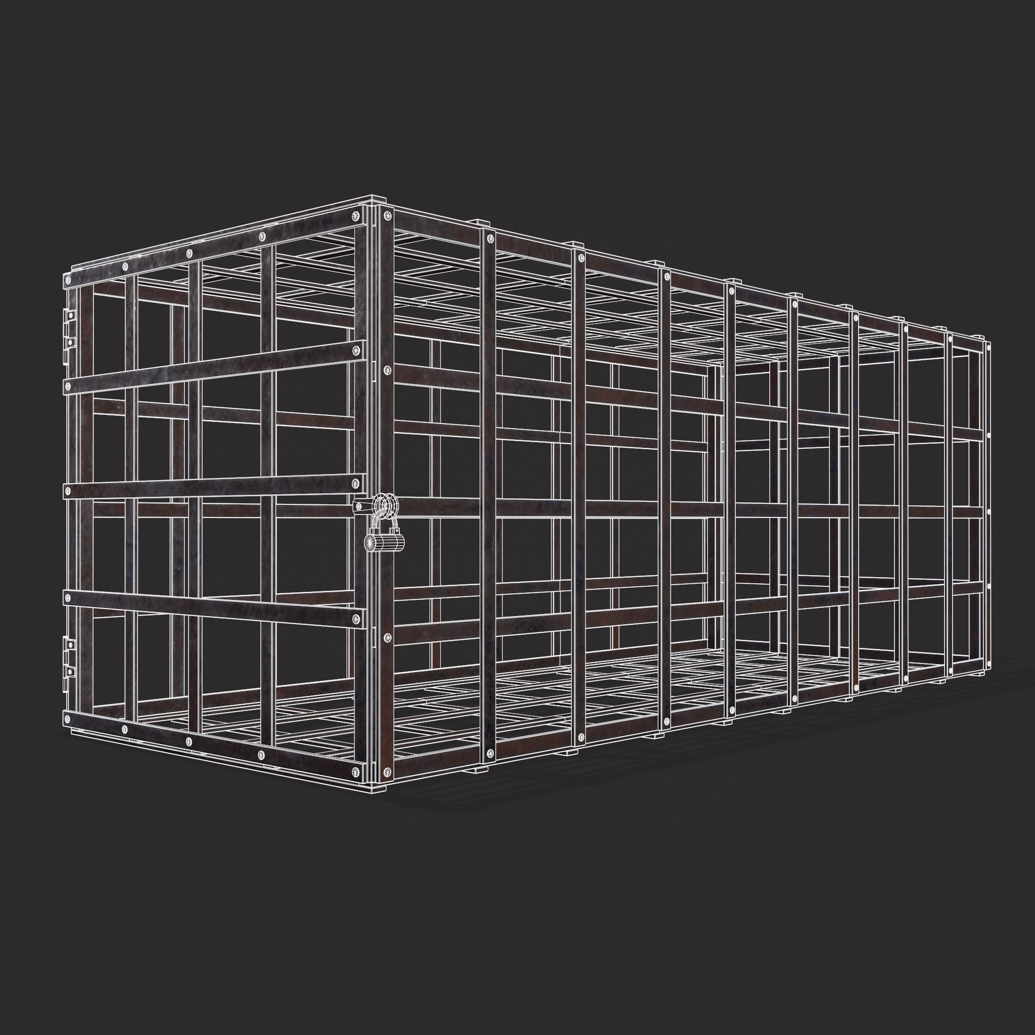Metal Cage Low-poly 3D model_2