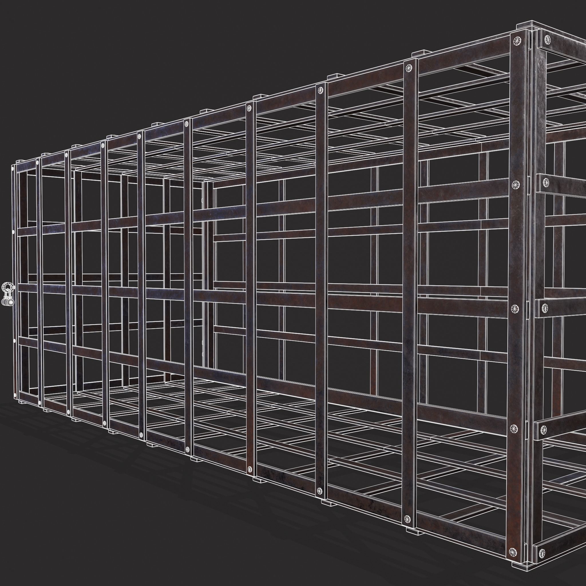 Metal Cage Low-poly 3D model_12