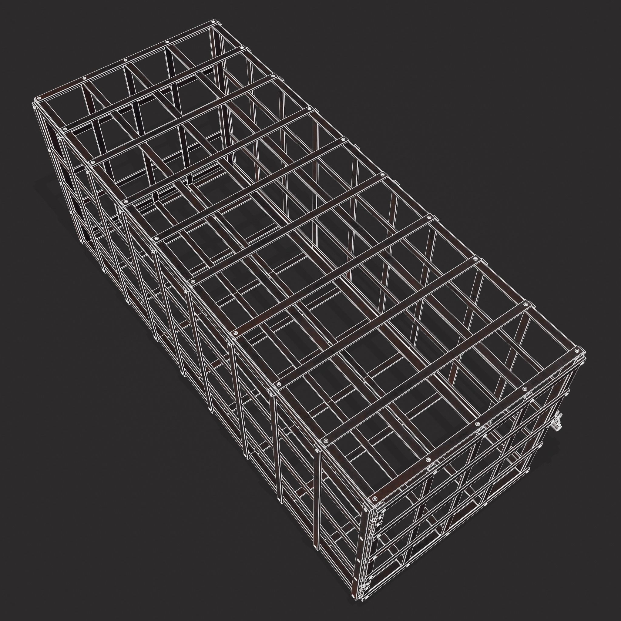Metal Cage Low-poly 3D model_4
