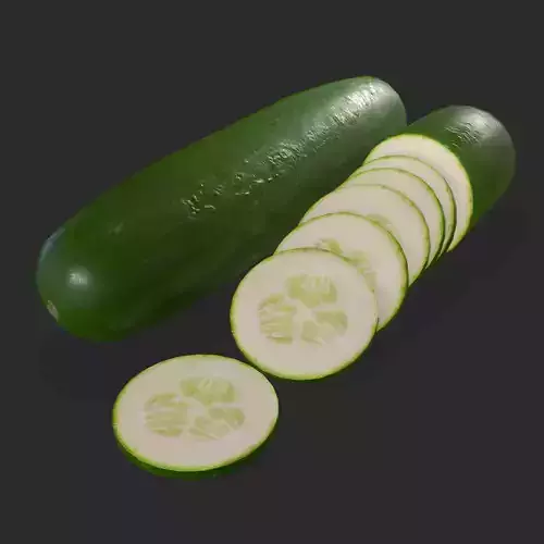 Cucumber slices Low-poly 3D model