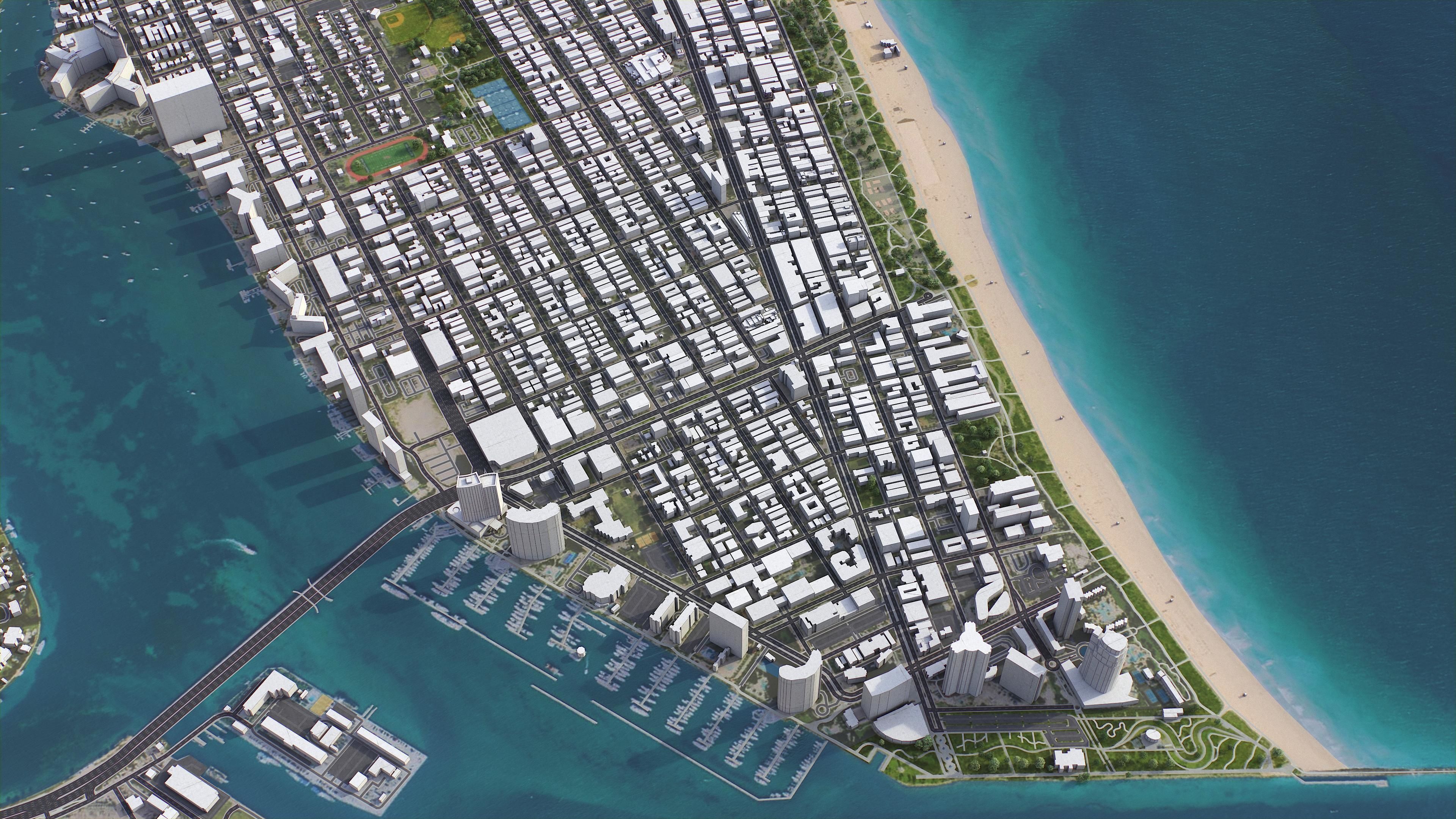 Miami Beach Low-poly 3D model_1