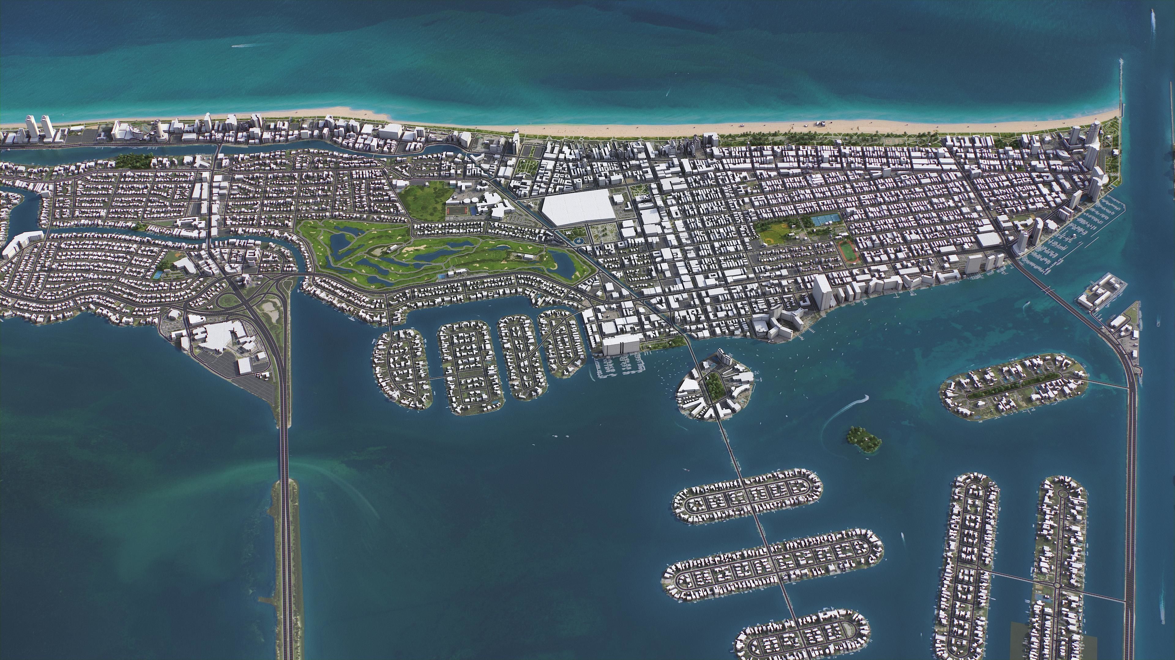 Miami Beach Low-poly 3D model_8