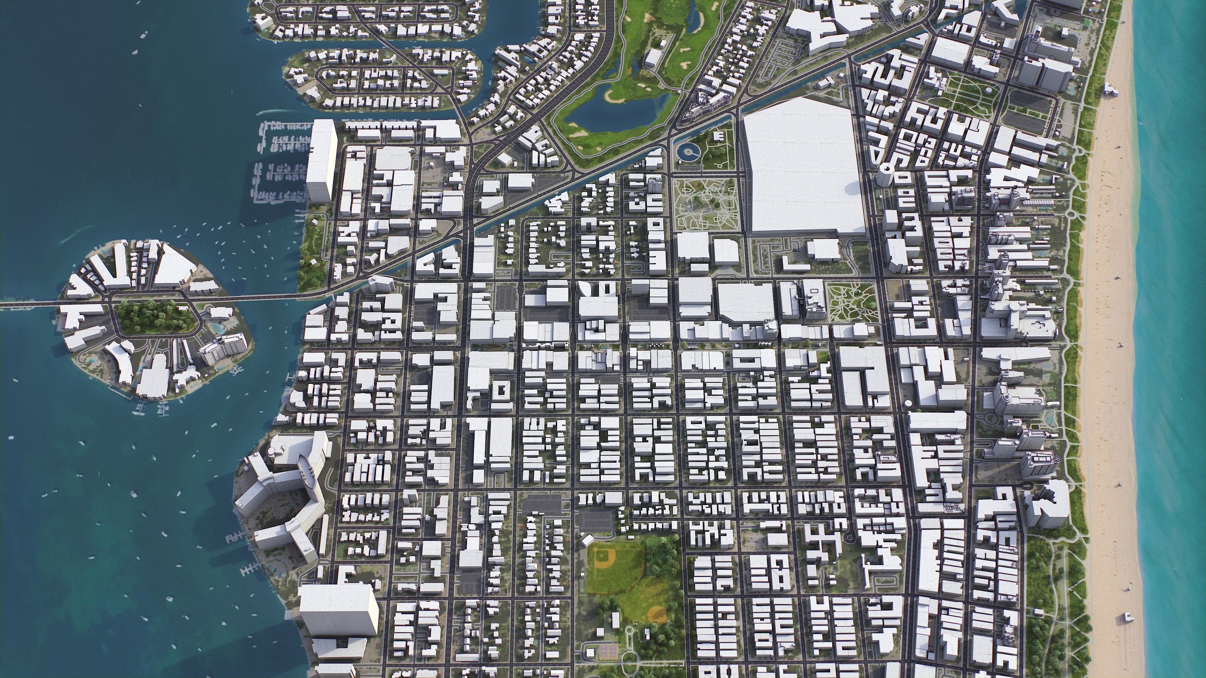 Miami Beach Low-poly 3D model_5