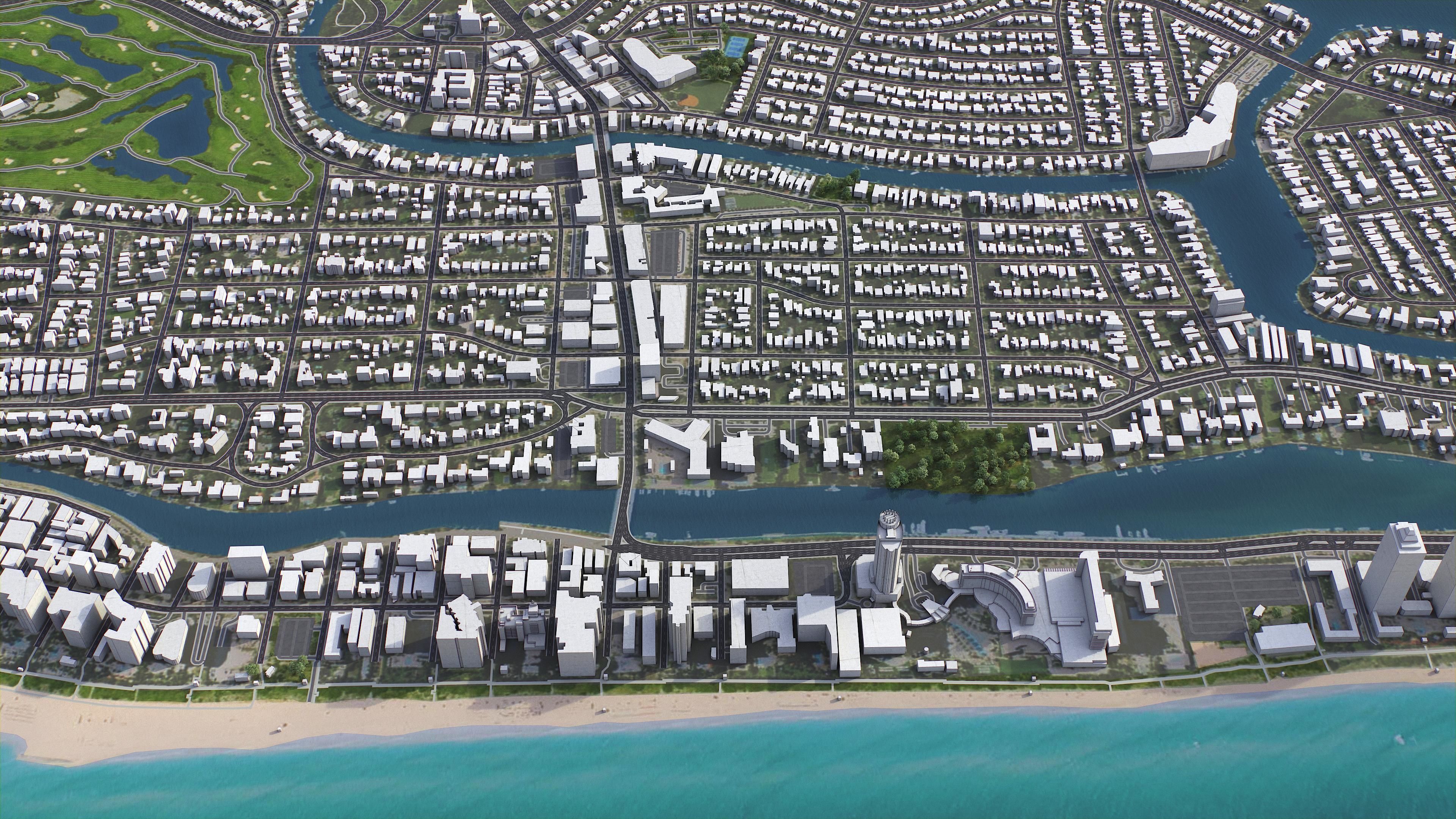 Miami Beach Low-poly 3D model_3