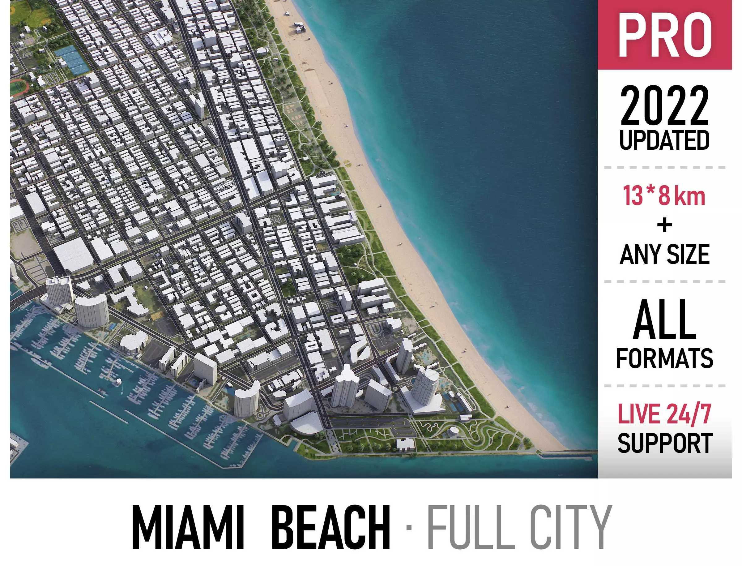 Miami Beach Low-poly 3D model_0