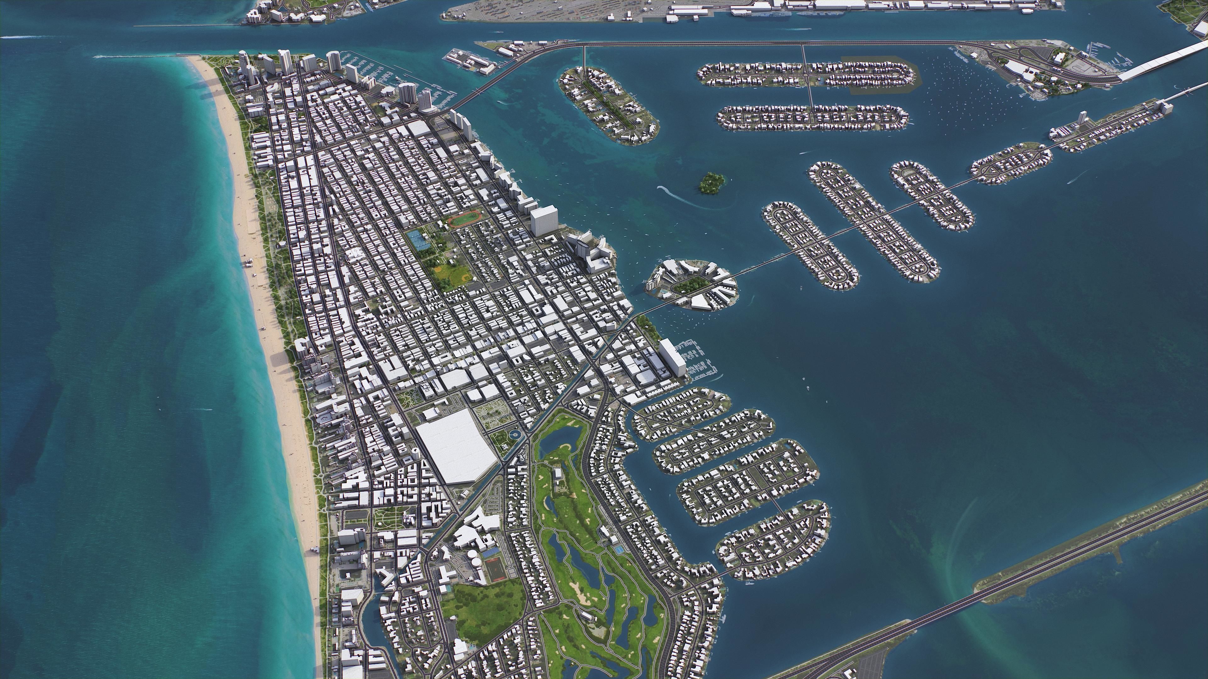 Miami Beach Low-poly 3D model_9