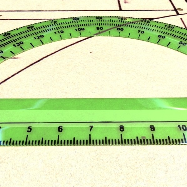 4 Rulers Collection protractor on piece of paper 3D model_36
