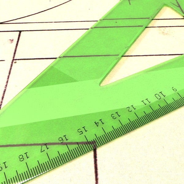 4 Rulers Collection protractor on piece of paper 3D model_16