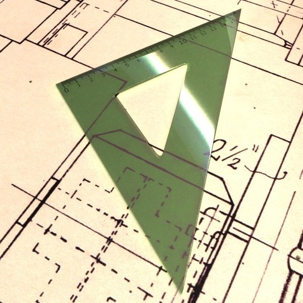 4 Rulers Collection protractor on piece of paper 3D model_3