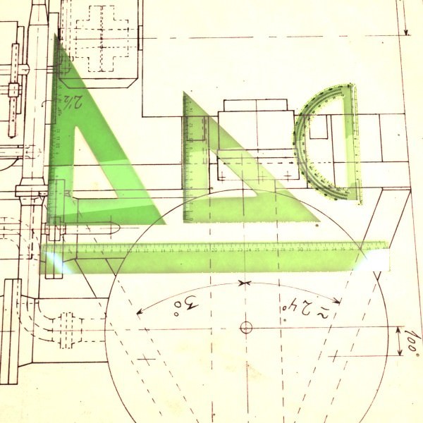 4 Rulers Collection protractor on piece of paper 3D model_2