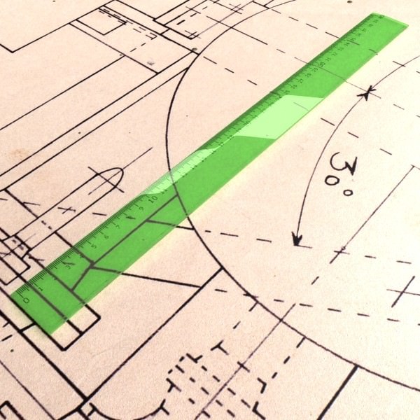 4 Rulers Collection protractor on piece of paper 3D model_24