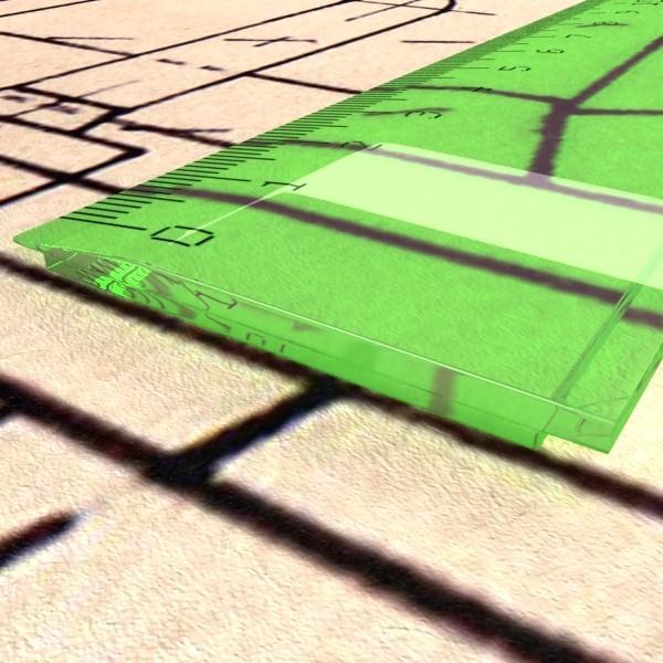 4 Rulers Collection protractor on piece of paper 3D model_26