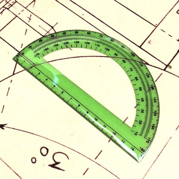 4 Rulers Collection protractor on piece of paper 3D model_37