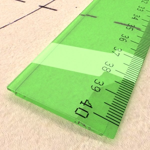 4 Rulers Collection protractor on piece of paper 3D model_27