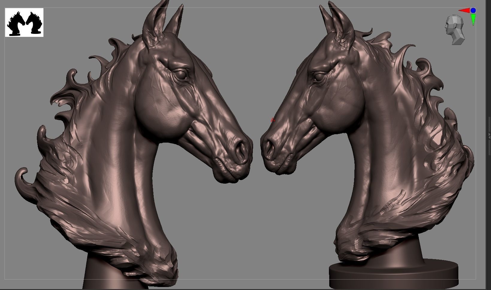 Horse Bust 3D print model_3