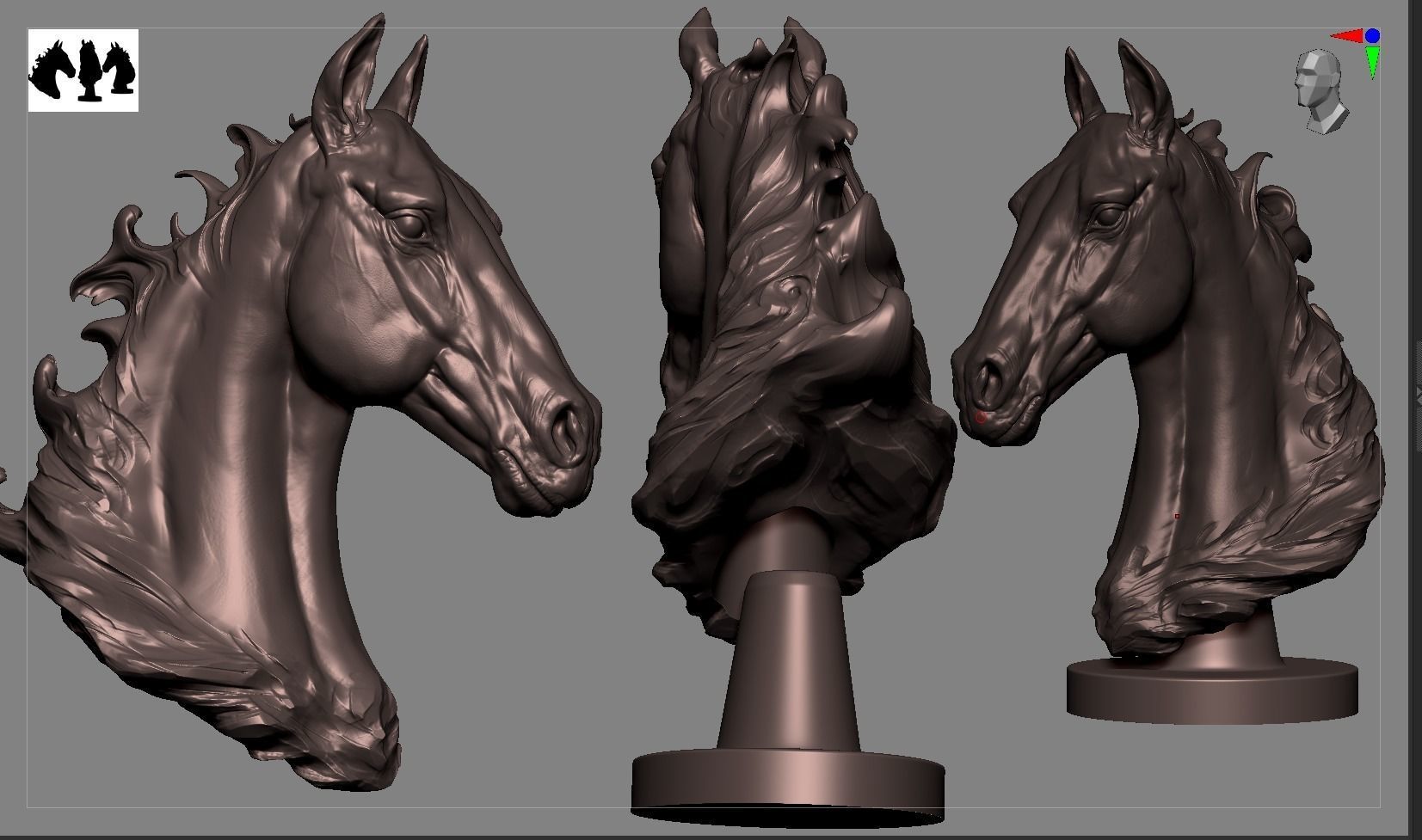 Horse Bust 3D print model_5