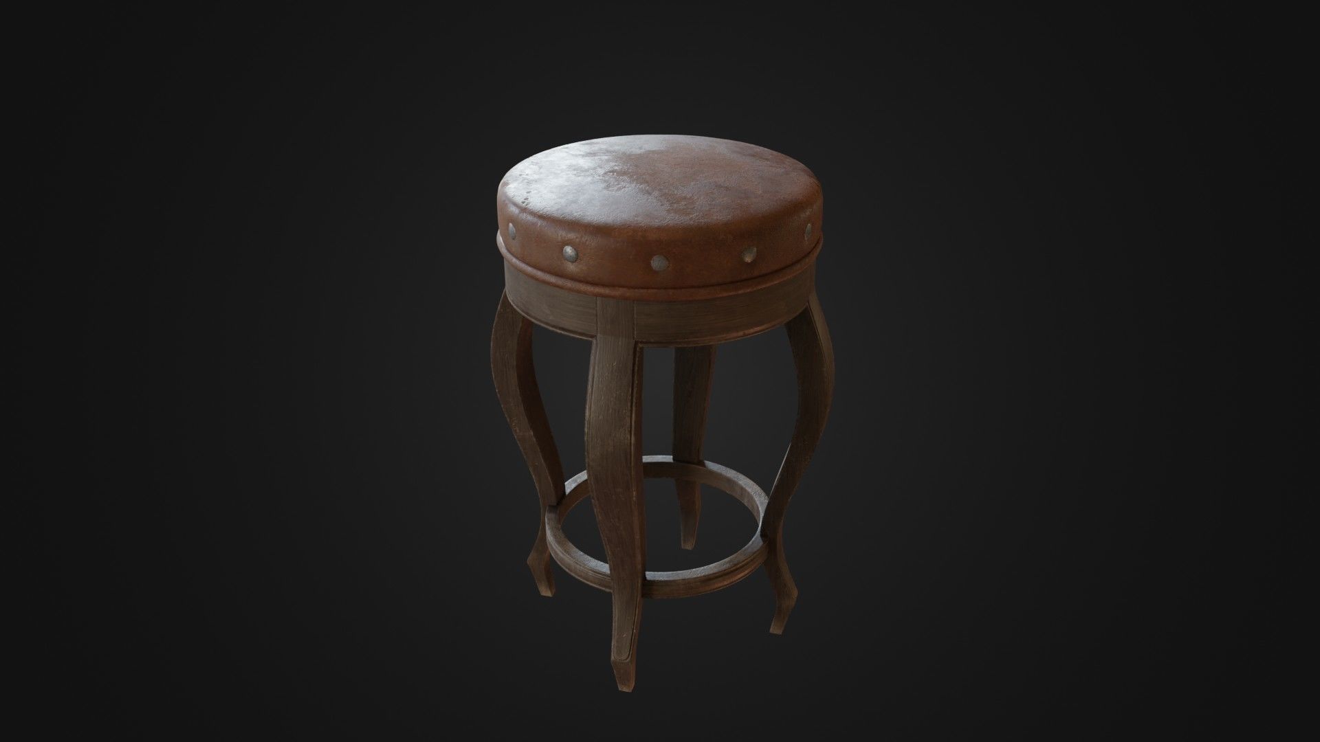 Old dirty bar stool 01 Low-poly 3D model_17