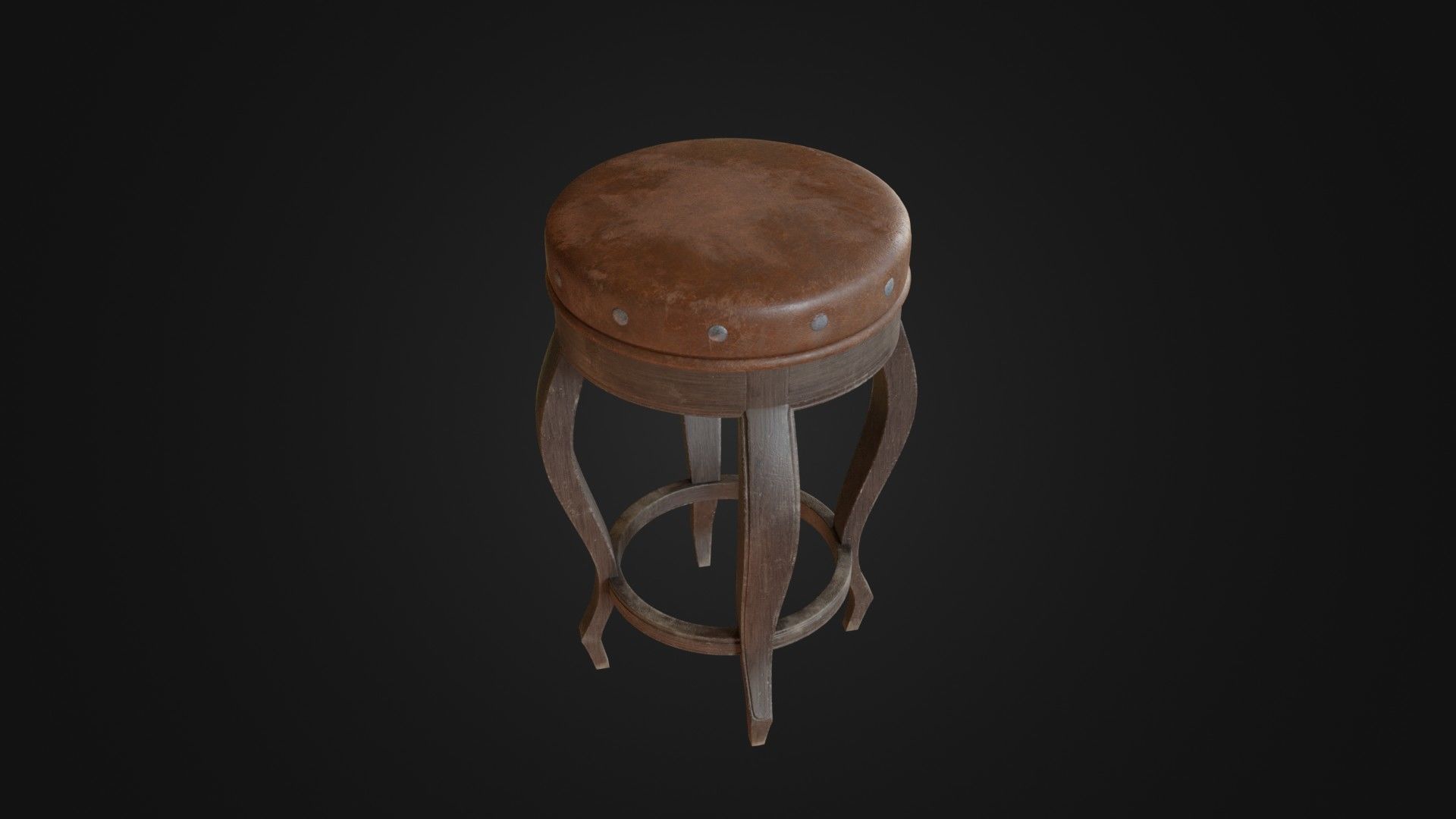 Old dirty bar stool 01 Low-poly 3D model_1
