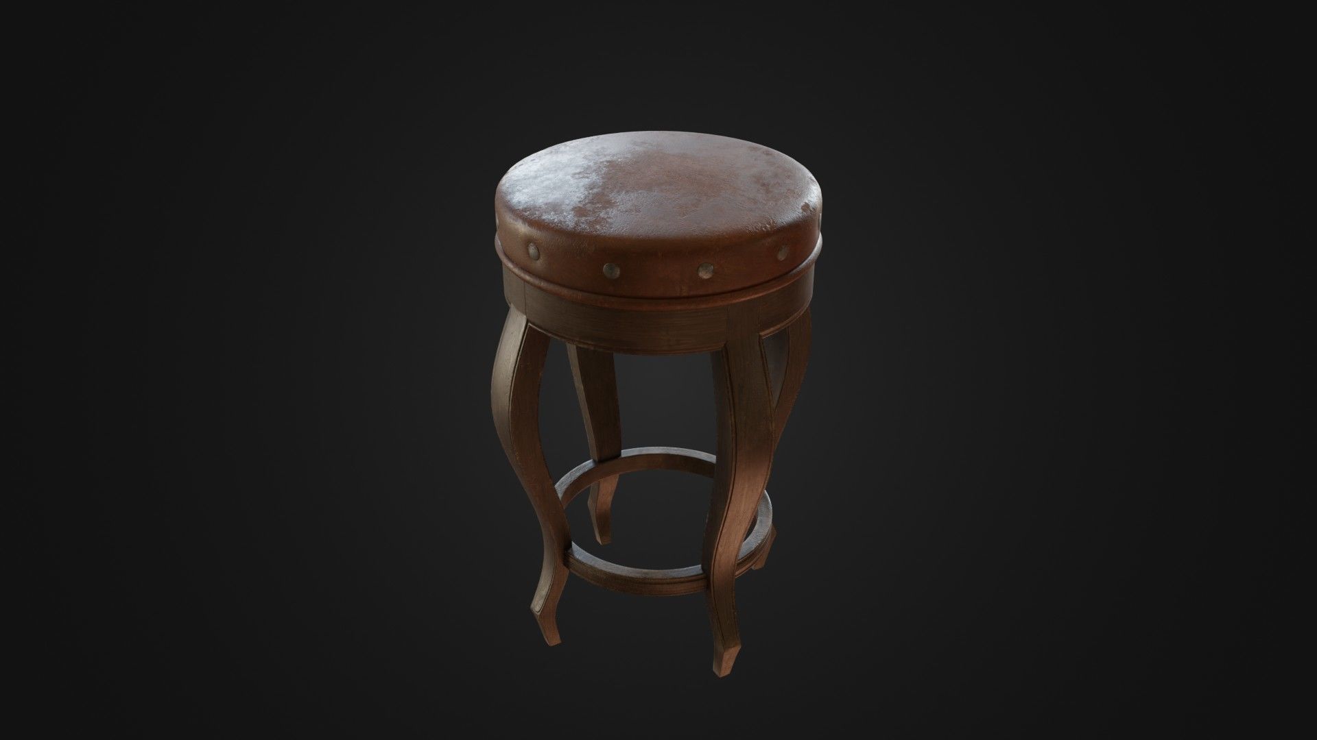 Old dirty bar stool 01 Low-poly 3D model_12