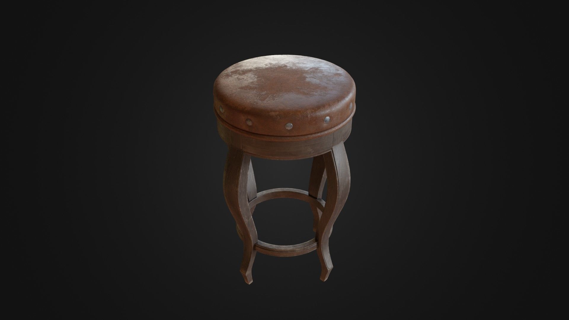 Old dirty bar stool 01 Low-poly 3D model_5