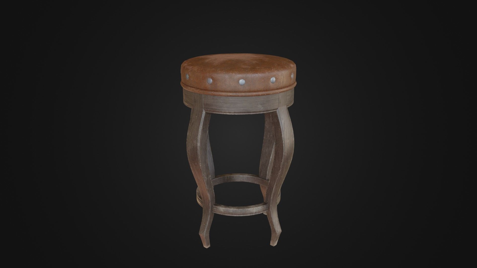 Old dirty bar stool 01 Low-poly 3D model_34