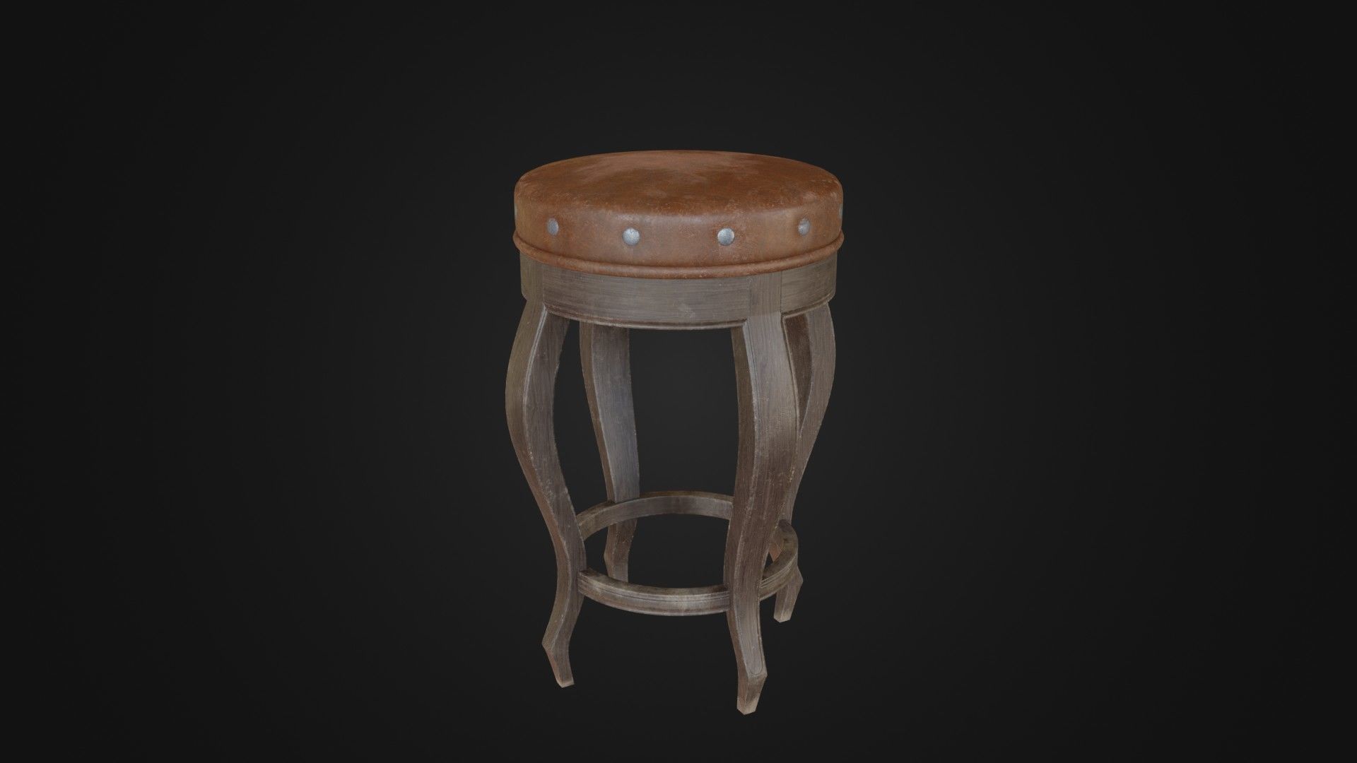 Old dirty bar stool 01 Low-poly 3D model_32
