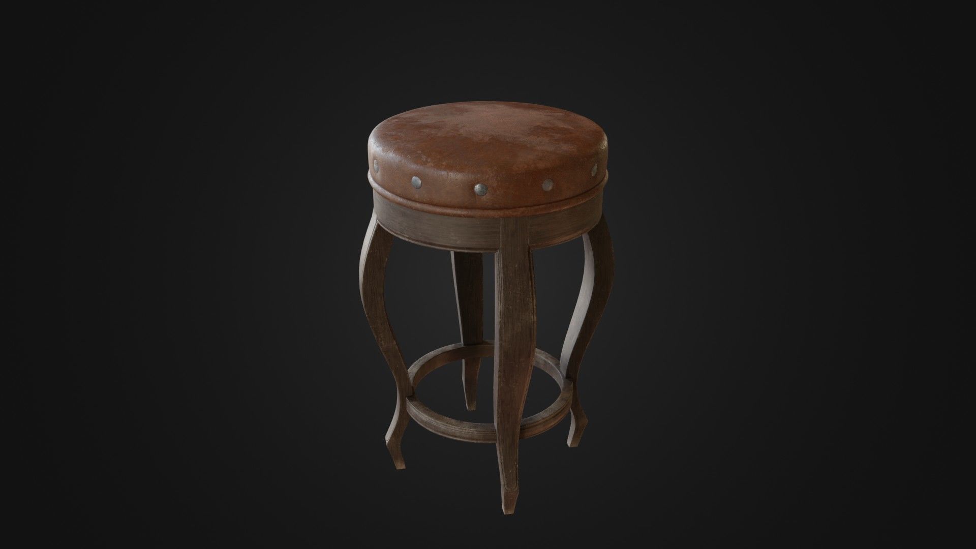 Old dirty bar stool 01 Low-poly 3D model_20